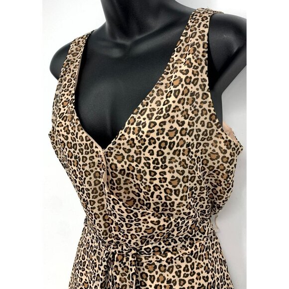 A New Day Women Dress Size Small Tan Leopard Sleeveless Shift Belt Women New B75 - Picture 3 of 9